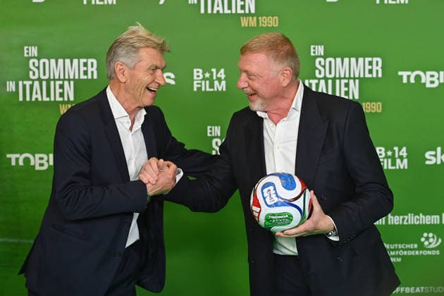 from left Klaus AUGENTHALER with Boris BECKER Premiere EIN SOMMER IN ITALIEN WM 1990 on 16 03 20226 at the Mathaeser Kino in Munich Red Carpet,Red Carpet