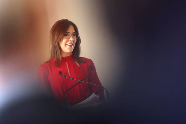 DENMARK ROYALS AUSTRALIA VISIT, Denmark™s Queen Mary gives a presentation on the sustainable redevelopment of Fredensborg Palace™s circular annex in Melbourne on Tuesday, March 17, 2026. ( Melbourne Victoria AUSTRALIA  Copyright: xMartinxKeepx 20260317141460144420
