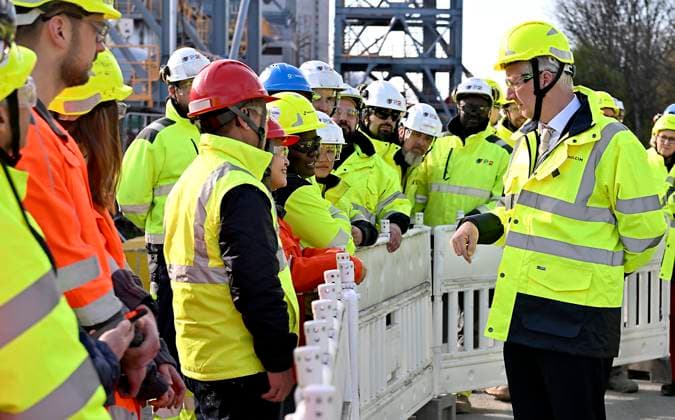 Royal Visit To The Holcin Cement Plant OBOURG, BELGIUM - MARCH 17 : King Philippe is visiting the Holcim cement plant in Obourg. He is introduced to their GO4ZERO project, which aims to create a carbon-neutral production site by 20302031. Thanks to an investment of 500 million euros, a new state-of-the-art factory will be built here, capable of producing 2 million tonnes of low-carbon cement annually. The King is briefed on the technologies that will be used to achieve carbon neutrality, including carbon capture and storage. He views the model of the new factory and then visits the site where the buildings and facilities are under construction.on March 17, 2026 in Obourg, Belgium, 17 03 2026 Obourg Belgium  Copyright: xBertxVanxDenxBrouckex