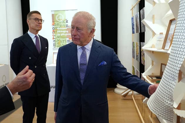 Finland s President Stubb and King Charles attend Finnish-British bio-based exhibition in London, UK, 17 March 2026 London, UK, 17 March 2026: Finland s President Alexander Stubb and First Lady Suzanne Innes-Stubbat welcome Britain s King Charles III to visit the exhibition New Wood: Building a bio-based future , a collaboration between the Circular Bioeconomy Alliance, The King s Foundation and the Finnish Forest Association, at The Garrison Chapel in London., Credit:Alberto Pezzali Avalon United Kingdom, London  Copyright: xAlbertoxPezzalix xAvalonx 1083866759