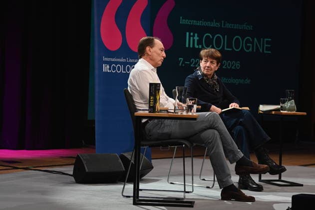 Austrian author Marc Elsberg and journalist Margarete von Schwarzkopf read and speak at Lit Cologne, the international literature festival