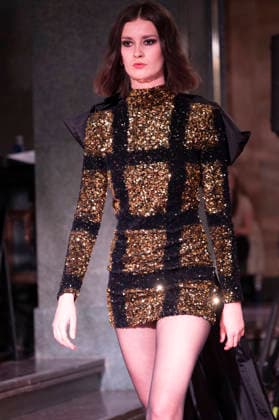 Juan Duyos - Mercedes-Benz Fashion Week Madrid A model walks the runway wearing a design by Juan Duyos during Mercedes-Benz Fashion Week de Madrid in IS Cervantes, 17 March 2026 Spain Madrid Spain Copyright: xAtilanoxGarciax xSOPAxImagesx photos08977