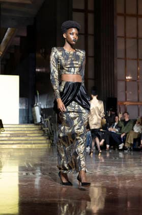 Juan Duyos - Mercedes-Benz Fashion Week Madrid A model walks the runway wearing a design by Juan Duyos during Mercedes-Benz Fashion Week de Madrid in IS Cervantes, 17 March 2026 Spain Madrid Spain Copyright: xAtilanoxGarciax xSOPAxImagesx photos08981