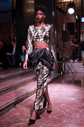 Juan Duyos - Mercedes-Benz Fashion Week Madrid A model walks the runway wearing a design by Juan Duyos during Mercedes-Benz Fashion Week de Madrid in IS Cervantes, 17 March 2026 Spain Madrid Spain Copyright: xAtilanoxGarciax xSOPAxImagesx photos08985