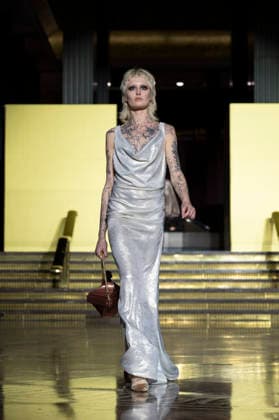 Juan Duyos - Mercedes-Benz Fashion Week Madrid A model walks the runway wearing a design by Juan Duyos during Mercedes-Benz Fashion Week de Madrid in IS Cervantes, 17 March 2026 Spain Madrid Spain Copyright: xAtilanoxGarciax xSOPAxImagesx photos08993