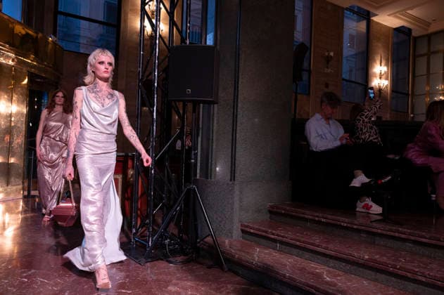 Juan Duyos - Mercedes-Benz Fashion Week Madrid A model walks the runway wearing a design by Juan Duyos during Mercedes-Benz Fashion Week de Madrid in IS Cervantes, 17 March 2026 Spain Madrid Spain Copyright: xAtilanoxGarciax xSOPAxImagesx photos09010