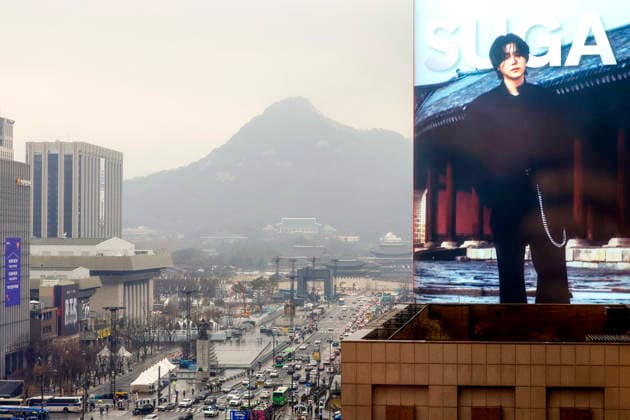 Workers set up a stage for an upcoming performance by K-pop group BTS at Gwanghwamun Square in Seoul, South Korea, March 18, 2026. BTS is scheduled to perform their comeback concert, BTS THE COMEBACK LIVE: ARIRANG, at Gwanghwamun Square on March 21, 2026. Matrix Images Jung Ui-Chel 