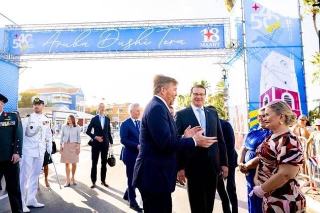 ORANJESTAD - King Willem-Alexander is attending the central commemorative ceremony in Aruba marking forty years of Status Aparte and fifty years of the Aruban flag and national anthem. The ceremony focused on national unity, identity, and the shared history of the kingdom. MISCHA SCHOEMAKER ANP netherlands out - belgium out  Copyright: xx x553703887x originalFilename: 553703887.jpg