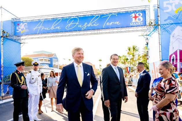 ORANJESTAD - King Willem-Alexander is attending the central commemorative ceremony in Aruba marking forty years of Status Aparte and fifty years of the Aruban flag and national anthem. The ceremony focused on national unity, identity, and the shared history of the kingdom. MISCHA SCHOEMAKER ANP netherlands out - belgium out  Copyright: xx x553706193x originalFilename: 553706193.jpg
