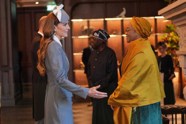 President of Nigeria s state visit to the UK The Princess of Wales speaking to First Lady Oluremi Tinubu as she and the Prince of Wales received the President of Nigeria Bola Ahmed Tinubu at the Fairmont Windsor Park hotel in Englefield Green, Windsor, Berkshire, on day one of their state visit to the UK. Picture date: Wednesday March 18, 2026., Credit:Yui Mok Avalon UK, Windsor  Copyright: xYuixMokx xAvalonx 1084059813