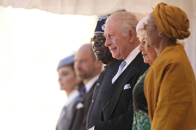 President of Nigeria s state visit to the UK, 17 March 2026 (left to right) President of Nigeria Bola Ahmed Tinubu, King Charles III, Queen Camilla, and First Lady Oluremi Tinubu during the ceremonial welcome at Windsor Castle, Berkshire, on day one of his state visit to the UK. Picture date: Wednesday March 18, 2026., Credit:Aaron Chown Avalon UK, Windsor  Copyright: xAaronxChownx xAvalonx 1084068224