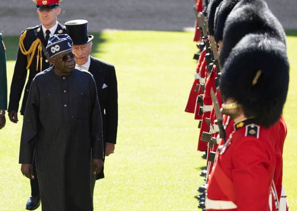 . 18 03 2026. Windsor , United Kingdom. King Charles III, Queen Camilla, Prince William and Kate Middleton, the Prince and Princess of Wales, at a Ceremonial Welcome at Windsor Castle, for the Nigerian President Bola Ahmed Tinubu and the First Lady Oluremi Tinubu, at the start of their State Visit to the United Kingdom.  xStephenxLockx xi-Imagesx IIM-26645-0061