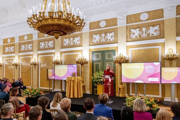 Den Haag, The Netherlands, 2026-03-18 15:52:28 THE HAGUE, 18-03-2026, Noordeinde Palace. Queen Maxima attends the Indispensable Links meeting of the Orange Fund at Noordeinde Palace. The meeting focuses on strengthening the social sector. PHOTO: NLBeeld Patrick van Emst Credit: NL Beeld Patrick van Emst  Copyright: xx x