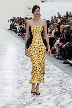 Isabel Sanchís fashion show at Mercedes Benz Fashion Week Madrid A model during the Isabel Sanchís fashion show at Mercedes Benz Fashion Week Madrid, March 18, 2026, in Madrid Spain The Isabel Sanchís fashion show is part of the opening day of Mercedes Benz Fashion Week Madrid 2026, dedicated to haute couture and sophistication, where the designer presents her new party and bridal proposals in the Crystal Gallery of the Palacio de Cibeles to specialized press and guests 18 MARCH 2026 FASHION SHOW MODEL MODEL DESIGNER SHOWCASE COLLECTION MBFWM Madrid Madrid Espana  Copyright: xRicardoxRubiox 7377559