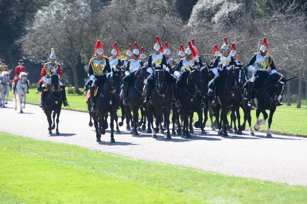 Ceremonial Welcome For State Visit of The President of The Federal Republic of Nigeria and Mrs Tinubu - Windsor, Windsor, UK - Wednesday 18 March 2026 Members of The Coldstream guards lead the procession at the Ceremonial Welcome for the State Visit of The President of the Federal Republic of Nigeria and Mrs Tinubu at Windsor in Windsor, England, UK on Wednesday 18 March, 2026., Credit:Justin Ng Avalon UK, England, Windsor, Windsor  Copyright: xJustinxNgx xAvalonx 1084091813