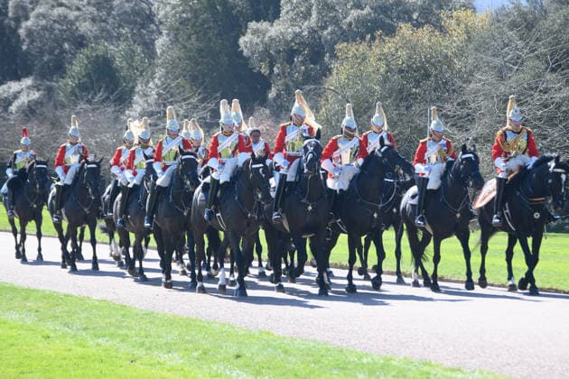 Ceremonial Welcome For State Visit of The President of The Federal Republic of Nigeria and Mrs Tinubu - Windsor, Windsor, UK - Wednesday 18 March 2026 Members of The Coldstream guards lead the procession at the Ceremonial Welcome for the State Visit of The President of the Federal Republic of Nigeria and Mrs Tinubu at Windsor in Windsor, England, UK on Wednesday 18 March, 2026., Credit:Justin Ng Avalon UK, England, Windsor, Windsor  Copyright: xJustinxNgx xAvalonx 1084091841