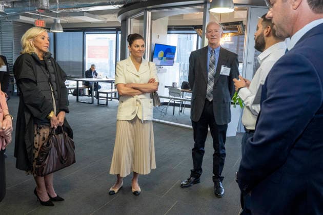 March 18, 2026, Austin, Tx, USA: Her Royal Highness HRH CROWN PRINCESS VICTORIA OF SWEDEN visits incubator Capital Factory in Austin on the final day March 18, 2026 of the SXSW Music Festival in downtown Austin. The Princess is on a four-day swing advancing Sweden s interest in the U.S. At right is founder of Capital Factory GORDON DAUGHERTY. Austin USA  - ZUMAd150 20260318_znp_d150_015 Copyright: xBobxDaemmrichx