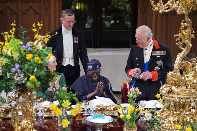 . 18 03 2026. Windsor , United Kingdom. King Charles III ,Queen Camilla, Prince William and Kate Middleton, the Prince and Princess of Wales, with President of Nigeria Bola Ahmed Tinubu and First Lady Oluremi Tinubu at a State Banquet at Windsor Castle, on the first day of their state visit to the UK.  xi-Imagesx xPoolx IIM-26645-0146