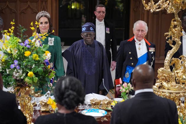 . 18 03 2026. Windsor , United Kingdom. King Charles III ,Queen Camilla, Prince William and Kate Middleton, the Prince and Princess of Wales, with President of Nigeria Bola Ahmed Tinubu and First Lady Oluremi Tinubu at a State Banquet at Windsor Castle, on the first day of their state visit to the UK.  xi-Imagesx xPoolx IIM-26645-0161