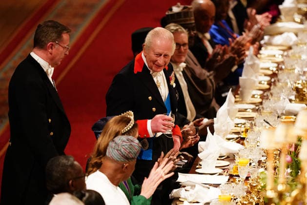 . 18 03 2026. Windsor , United Kingdom. King Charles III ,Queen Camilla, Prince William and Kate Middleton, the Prince and Princess of Wales, with President of Nigeria Bola Ahmed Tinubu and First Lady Oluremi Tinubu at a State Banquet at Windsor Castle, on the first day of their state visit to the UK.  xi-Imagesx xPoolx IIM-26645-0163