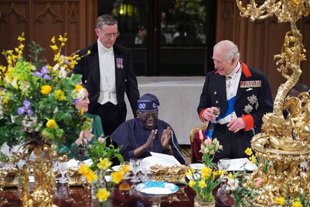 . 18 03 2026. Windsor , United Kingdom. King Charles III ,Queen Camilla, Prince William and Kate Middleton, the Prince and Princess of Wales, with President of Nigeria Bola Ahmed Tinubu and First Lady Oluremi Tinubu at a State Banquet at Windsor Castle, on the first day of their state visit to the UK.  xi-Imagesx xPoolx IIM-26645-0164