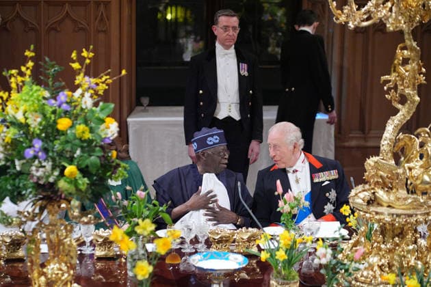 . 18 03 2026. Windsor , United Kingdom. King Charles III ,Queen Camilla, Prince William and Kate Middleton, the Prince and Princess of Wales, with President of Nigeria Bola Ahmed Tinubu and First Lady Oluremi Tinubu at a State Banquet at Windsor Castle, on the first day of their state visit to the UK.  xi-Imagesx xPoolx IIM-26645-0168