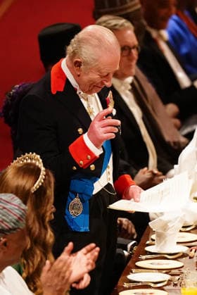 . 18 03 2026. Windsor , United Kingdom. King Charles III ,Queen Camilla, Prince William and Kate Middleton, the Prince and Princess of Wales, with President of Nigeria Bola Ahmed Tinubu and First Lady Oluremi Tinubu at a State Banquet at Windsor Castle, on the first day of their state visit to the UK.  xi-Imagesx xPoolx IIM-26645-0175