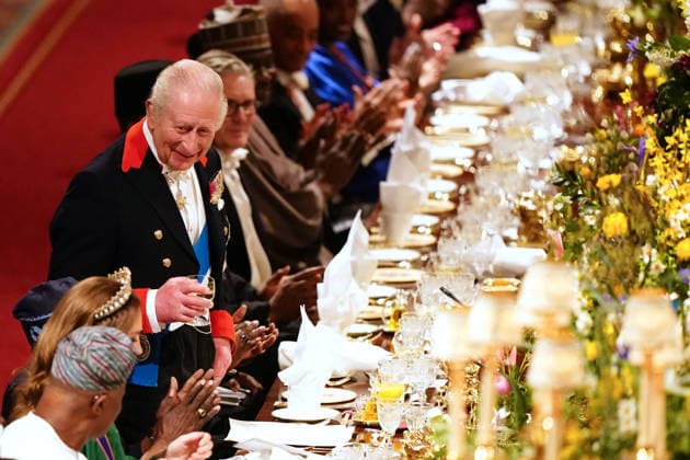 . 18 03 2026. Windsor , United Kingdom. King Charles III ,Queen Camilla, Prince William and Kate Middleton, the Prince and Princess of Wales, with President of Nigeria Bola Ahmed Tinubu and First Lady Oluremi Tinubu at a State Banquet at Windsor Castle, on the first day of their state visit to the UK.  xi-Imagesx xPoolx IIM-26645-0176