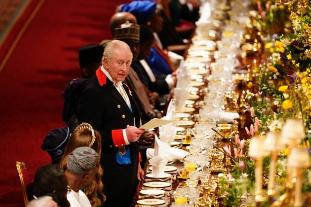 . 18 03 2026. Windsor , United Kingdom. King Charles III ,Queen Camilla, Prince William and Kate Middleton, the Prince and Princess of Wales, with President of Nigeria Bola Ahmed Tinubu and First Lady Oluremi Tinubu at a State Banquet at Windsor Castle, on the first day of their state visit to the UK.  xi-Imagesx xPoolx IIM-26645-0180