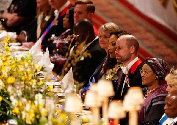 . 18 03 2026. Windsor , United Kingdom. King Charles III ,Queen Camilla, Prince William and Kate Middleton, the Prince and Princess of Wales, with President of Nigeria Bola Ahmed Tinubu and First Lady Oluremi Tinubu at a State Banquet at Windsor Castle, on the first day of their state visit to the UK.  xi-Imagesx xPoolx IIM-26645-0183
