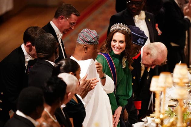 . 18 03 2026. Windsor , United Kingdom. King Charles III ,Queen Camilla, Prince William and Kate Middleton, the Prince and Princess of Wales, with President of Nigeria Bola Ahmed Tinubu and First Lady Oluremi Tinubu at a State Banquet at Windsor Castle, on the first day of their state visit to the UK.  xi-Imagesx xPoolx IIM-26645-0185