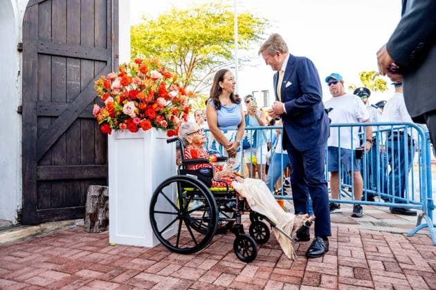 King visits Aruba to celebrate forty years of Status Aparte. Aruba 18 Mar 2026 King Willem-Alexander starts his visit to Aruba with a visit to Fort Zoutman. Here he spoke with the faction leaders of the States of Aruba and members of the Council of Ministers. Oranjestad Aruba  Copyright: xMischaxSchoemakerx