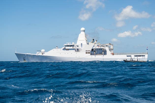 King visits Aruba to celebrate forty years of Status Aparte. Aruba 18 Mar 2026 The Sr. Ms. Friesland during the visit of King Willem-Alexander to the Marine Barracks Savaneta. During the visit he boarded a station ship of the Royal Navy, where he spoke about the geopolitical situation in the region and the deployment of Defense in the Caribbean. Savaneta Aruba  Copyright: xMischaxSchoemakerx