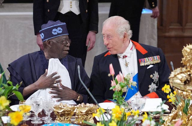 Nigerian State visit to the UK The State Banquet for The President, Bola Ahmed Tinubu, and First Lady of Nigeria, Oluremi Tinubu, on the first day of their State visit to the UK, at Windsor Castle, Windsor, Berkshire, UK, on the 18th March 2026. Picture by Aaron Chown WPA-Pool Windsor Windsor Castle Berkshire United Kingdom  WHA-0814