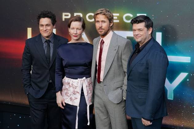 Phil Lord, Sandra HÃ¼ller, Ryan Gosling, Christopher Miller at arrivals for PROJECT HAIL MARY Premiere, Film at Lincoln Center - Elinor Bunin Munroe Film Center, New York, NY, March 18, 2026. Photo By: Kristin Callahan Everett Collection PROJECT HAIL MARY Premiere PUBLICATIONXNOTxINxCANxCHNxFRAxITAxJPNxNORxPOLxRUSxESPxUKxUSA