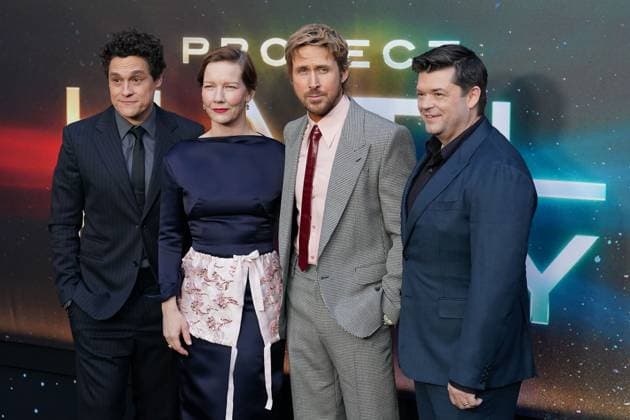 Phil Lord, Sandra HÃ¼ller, Ryan Gosling, Christopher Miller at arrivals for PROJECT HAIL MARY Premiere, Film at Lincoln Center - Elinor Bunin Munroe Film Center, New York, NY, March 18, 2026. Photo By: Kristin Callahan Everett Collection PROJECT HAIL MARY Premiere PUBLICATIONXNOTxINxCANxCHNxFRAxITAxJPNxNORxPOLxRUSxESPxUKxUSA