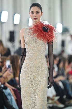 Claro Couture - Mercedes-Benz Fashion Week Madrid A model walks the runway wearing a design by Claro Couture during Mercedes-Benz Fashion Week de Madrid in IFEMA, 18 March 2026 Spain Madrid Spain Copyright: xAtilanoxGarciax xSOPAxImagesx photos09203