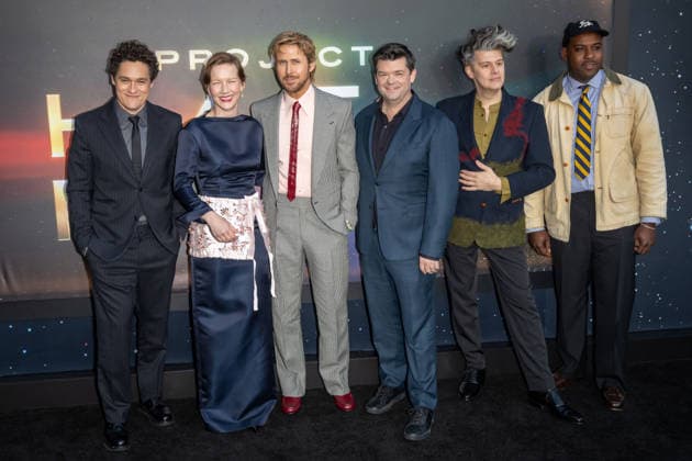March 18, 2026, New York, United States: (L-R) Phil Lord, Sandra Hüller, Ryan Gosling, Chris Miller, James Ortiz and Lionel Boyce attend Project Hail Mary New York premiere at Lincoln Center on March 18, 2026 in New York City. New York United States - ZUMAs197 20260318_aaa_s197_295 Copyright: xRonxAdarx