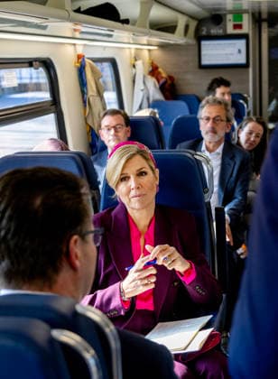 19-03-2026 Haarlem Queen Maxima in a modernized train, travelling from Haarlem to Utrecht during the 11st Circular Economy Week, organized by the Groene Brein, in Haarlem and Utrecht. Â  Copyright: xPPEx