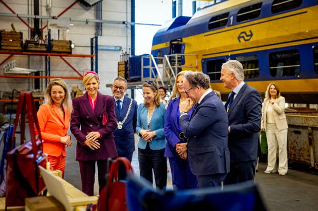 19-03-2026 Haarlem Queen Maxima in a modernized train, travelling from Haarlem to Utrecht during the 11st Circular Economy Week, organized by the Groene Brein, in Haarlem and Utrecht. Â  Copyright: xPPEx