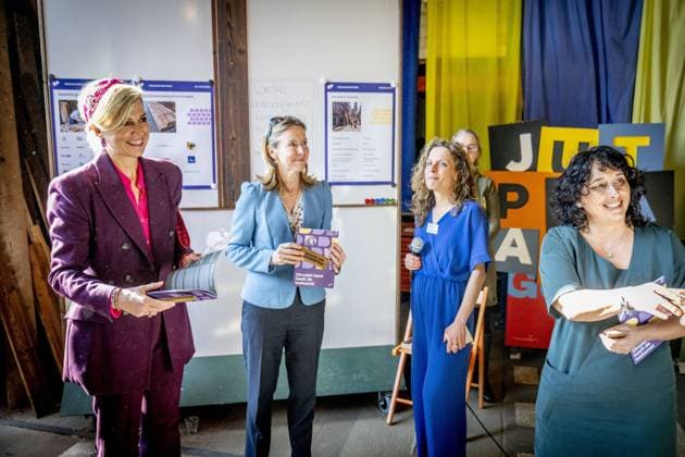 UTRECHT - Queen Maxima is in Utrecht together with the Minister for Climate & Green Growth, Stientje van Veldhoven, for the start of the eleventh Circular Economy Week. During this week, pioneers, companies, researchers, and government bodies in the Netherlands demonstrate how circular innovation and entrepreneurship work in practice. ROBIN UTRECHT ANP netherlands out - belgium out  Copyright: xx x553808879x originalFilename: 553808879.jpg