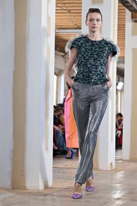 February 28, 2026, Madrid, Spain: A model walks the runway wearing a design by Ernesto Naranjo during Mercedes-Benz Fashion Week de Madrid at Palacio Fernaz Nunoz. Madrid Spain - ZUMAs197 20260228_aaa_s197_2442 Copyright: xAtilanoxGarciax