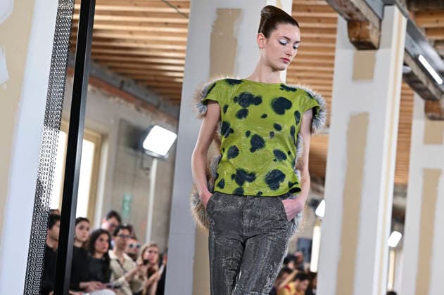 February 28, 2026, Madrid, Spain: A model walks the runway wearing a design by Ernesto Naranjo during Mercedes-Benz Fashion Week de Madrid at Palacio Fernaz Nunoz. Madrid Spain  - ZUMAs197 20260228_aaa_s197_2434 Copyright: xAtilanoxGarciax