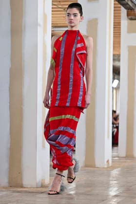 February 28, 2026, Madrid, Spain: A model walks the runway wearing a design by Ernesto Naranjo during Mercedes-Benz Fashion Week de Madrid at Palacio Fernaz Nunoz. Madrid Spain  - ZUMAs197 20260228_aaa_s197_2441 Copyright: xAtilanoxGarciax