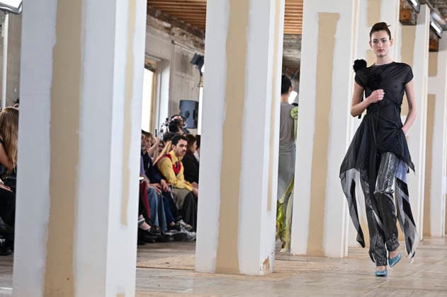 February 28, 2026, Madrid, Spain: A model walks the runway wearing a design by Ernesto Naranjo during Mercedes-Benz Fashion Week de Madrid at Palacio Fernaz Nunoz. Madrid Spain - ZUMAs197 20260228_aaa_s197_2447 Copyright: xAtilanoxGarciax