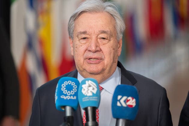 European Council Summit In Brussels UN Secretary-General Antonio Guterres speaks to journalists prior to the European summit meeting in Brussels, Belgium, on March 19, 2026. The summit will address the military escalation in the Middle East and the situation in Iran, including its consequences on the European Union in terms of energy prices and energy security. Brussels Belgium  Copyright: xJonathanxRaax originalFilename: raa-uneusumm260319_nprtD.jpg