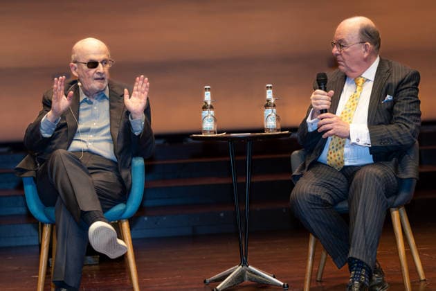 Salman Rushdie, curator DENIS SCHECK The eleventh hour, Salman Rushdie at LIT Potsdam, on 19 03 2026 in Potsdam, LIT , Germany