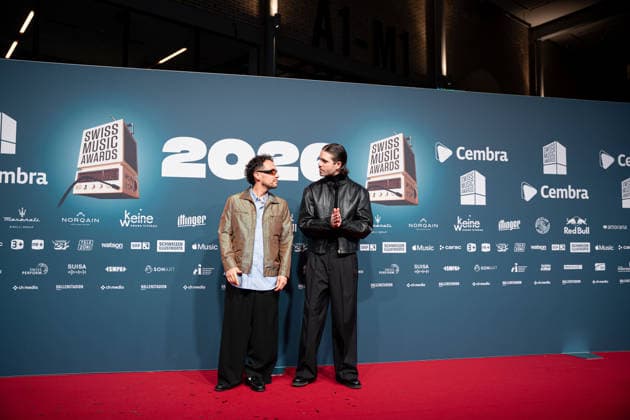 ZURICH, SWITZERLAND - MARCH 19: Lo & Leduc during the Swiss Music Awards 2026 red carpet at Hallenstadion, Zurich on March 19, 2026 in Zurich, Switzerland. Copyright: xPriscilaxBütlerx xSPPx Sportspressphoto_SPR114108