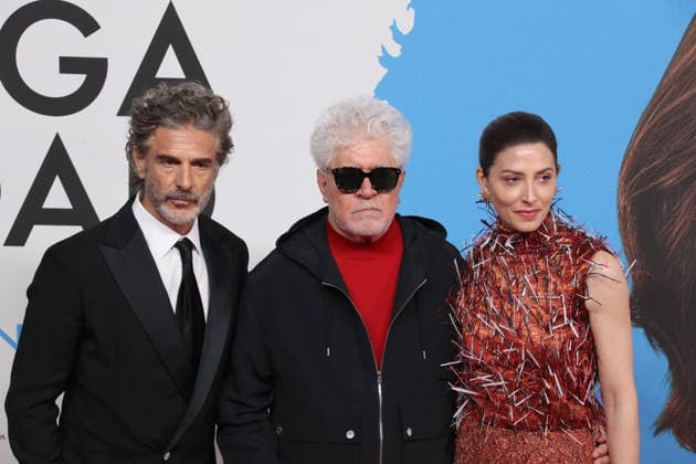 March 19, 2026, Madrid, Madrid, Spain: LEONARDO SBARAGLIA (L), PEDRO ALMODOVAR (C) and BARBARA LENNIE (R) pose at the red carpet held at the Real Casino de Madrid during the premiere of AMARGA NAVIDAD (BITTER CHRISTMAS). This movie marks the 24th feature film in the career of the two time Academy Award winner, who has defined the landscape of modern Spanish cinema for over forty years. The production by EL DESEO explores the relationship between inspiration and reality through a story of autofiction. The event brought together actors BARBARA LENNIE, LEONARDO SBARAGLIA, PATRICK CRIADO, VICTORIA LUENGO, and MILENA SMIT, along with high profile guests from the European entertainment industry. The theatrical release is set for March 20 2026 by - ZUMAo127 20260319_zep_o127_143 Copyright: xHugoxOrtunox