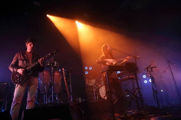 Thijs Elzinga, Chris Bruining, Daniel Smienk, Erdinc Ecevit Yildiz and Jasper Verhulst, from left, from the band Altin Gün at a concert at Huxleys Neue Welt in Berlin, March 19, 2026 Altin Gün concert Berlin
